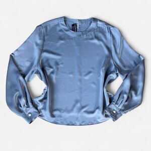 Louis Féraud Silver Iridescent Long Sleeve Blouse